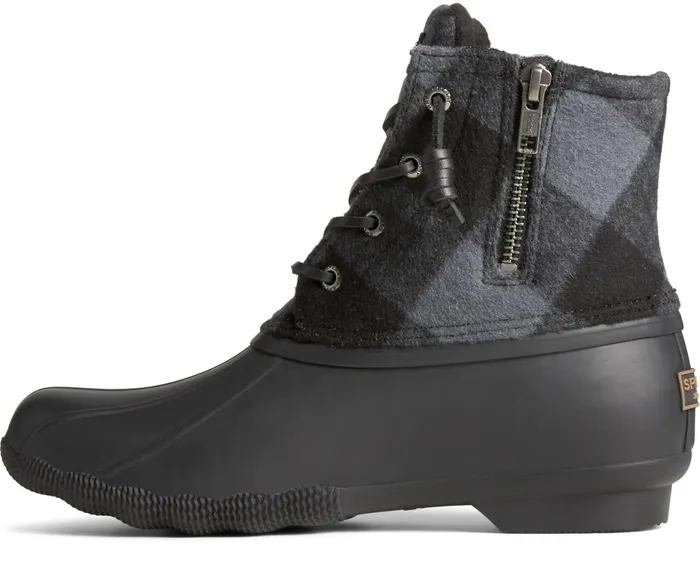 Women Saltwater Buffalo Check Duck Boot Black Sperry Boots Women Saltwater Buffalo Check Duck Boot Black Sperry Boots