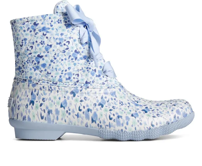 Women Saltwater Floral Duck Boot Blue Sperry Boots