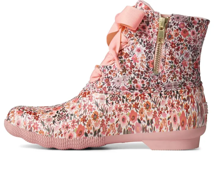Women Saltwater Floral Duck Boot Pink Sperry Boots Women Saltwater Floral Duck Boot Pink Sperry Boots