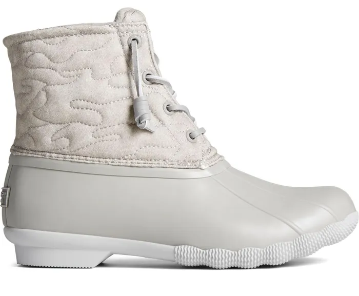 Women Saltwater Jersey Quilt Duck Boot Grey Sperry Boots