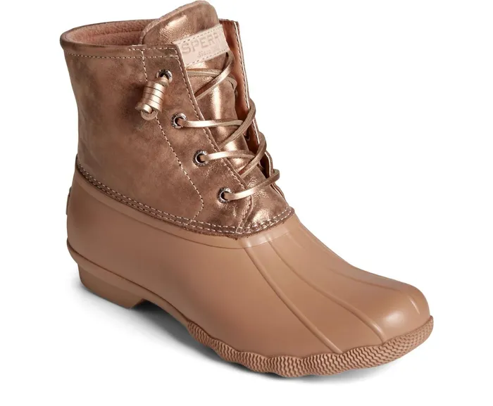 Women Saltwater Metallic Leather Duck Boot Rose Sperry Boots Women Saltwater Metallic Leather Duck Boot Rose Sperry Boots