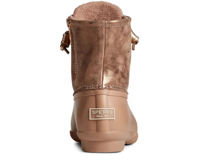 Women Saltwater Metallic Leather Duck Boot Rose Sperry Boots Women Saltwater Metallic Leather Duck Boot Rose Sperry Boots