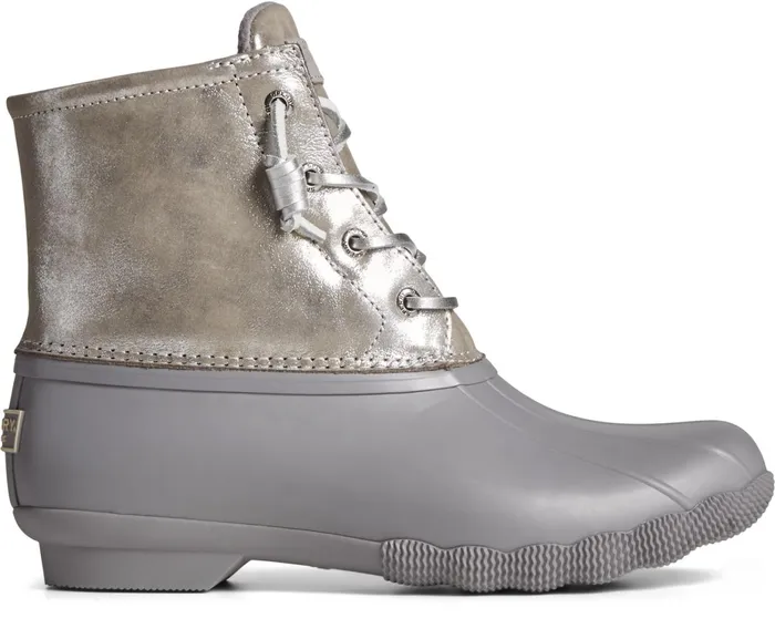 Women Saltwater Metallic Leather Duck Boot Silver Sperry Rain and Duck Boots Women Saltwater Metallic Leather Duck Boot Silver Sperry Rain and Duck Boots