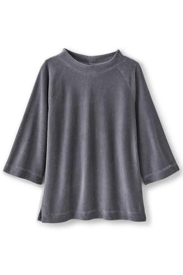 Women Samina Corduroy Pullover Shoreline Grey Soft Surroundings Tops Women Samina Corduroy Pullover Shoreline Grey Soft Surroundings Tops