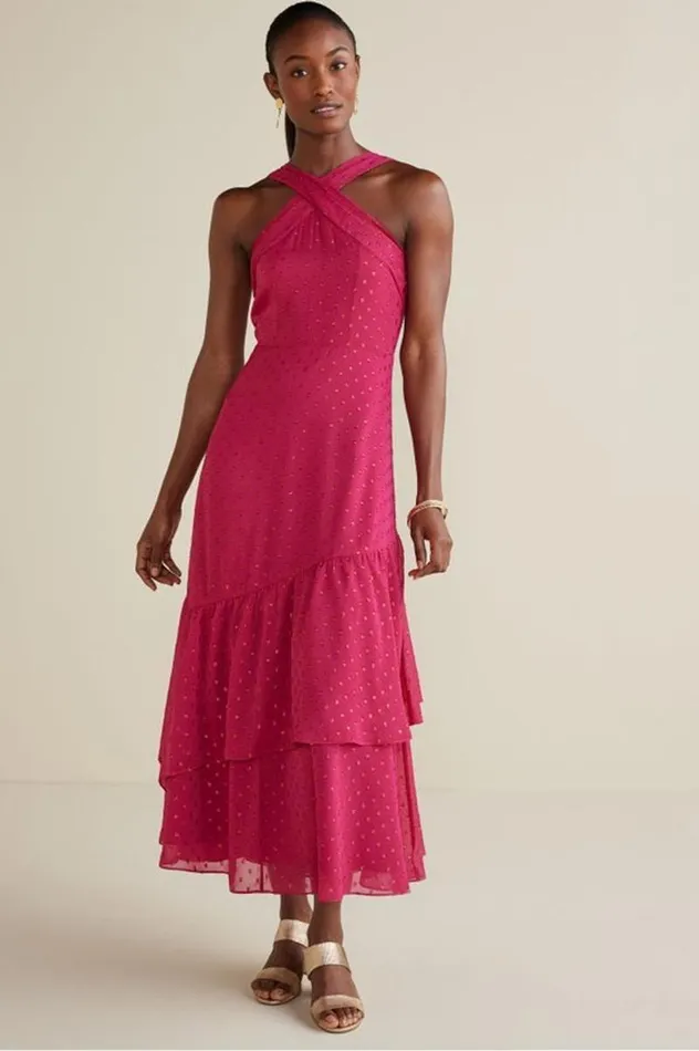 Women Sanna Sparkling Maxi Dress Sangria Soft Surroundings Dresses