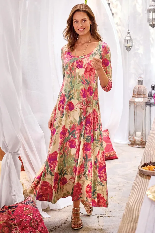 Women Santiago 34 Sleeve Dress Rumba Red Soft Surroundings Dresses Women Santiago 34 Sleeve Dress Rumba Red Soft Surroundings Dresses