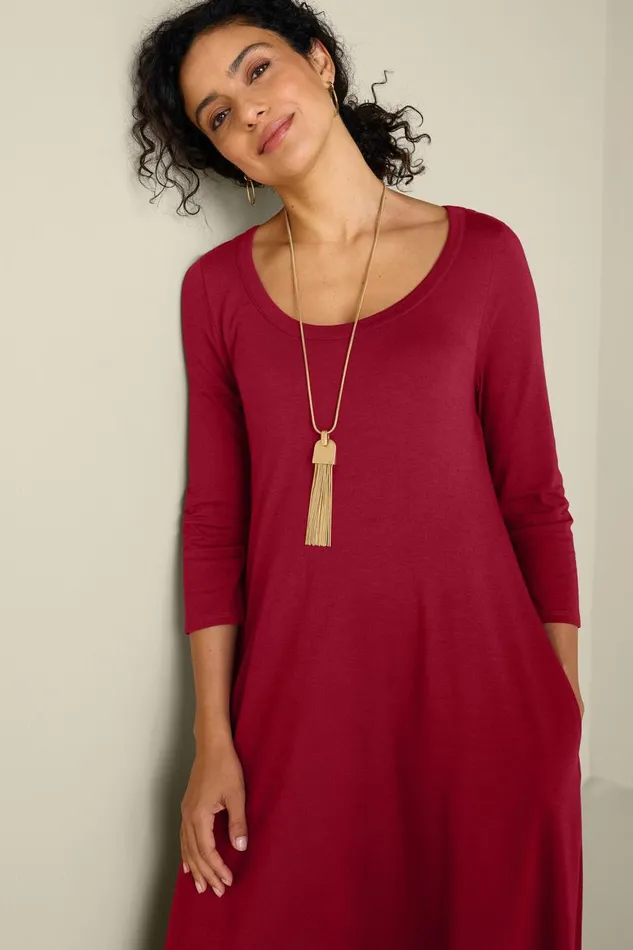 Women Santiago 34 Sleeve Dress Rumba Red Soft Surroundings Dresses Women Santiago 34 Sleeve Dress Rumba Red Soft Surroundings Dresses