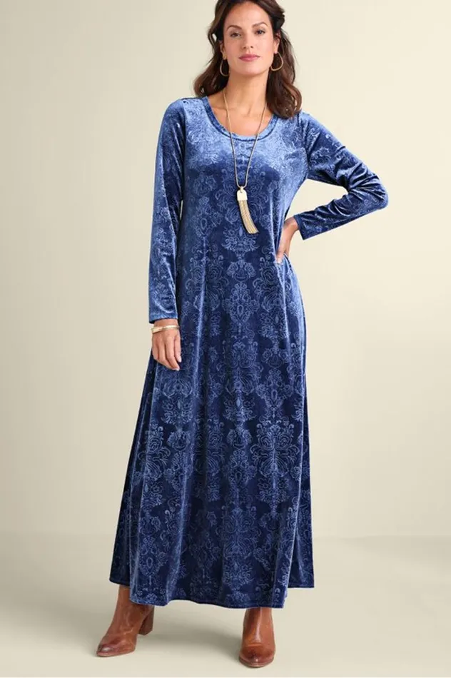 Women Santiago Embossed Velvet Dress Cabernet Soft Surroundings Dresses Women Santiago Embossed Velvet Dress Cabernet Soft Surroundings Dresses