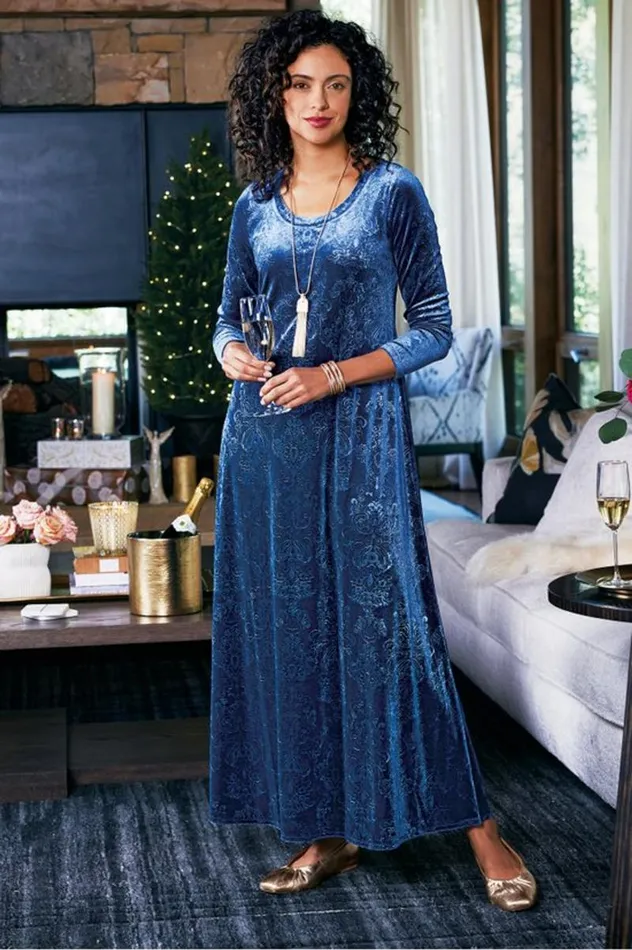 Women Santiago Embossed Velvet Dress Cabernet Soft Surroundings Dresses Women Santiago Embossed Velvet Dress Cabernet Soft Surroundings Dresses
