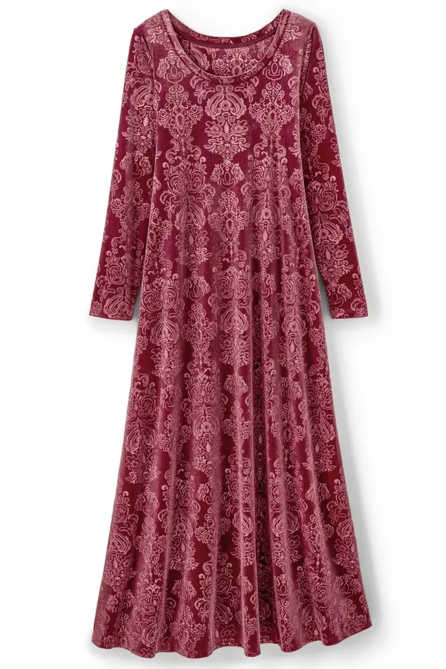 Women Santiago Embossed Velvet Dress Cabernet Soft Surroundings Dresses Women Santiago Embossed Velvet Dress Cabernet Soft Surroundings Dresses