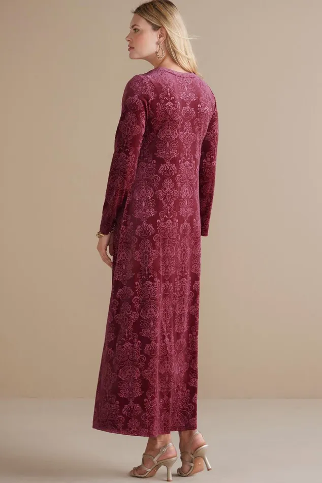 Women Santiago Embossed Velvet Dress Cabernet Soft Surroundings Dresses Women Santiago Embossed Velvet Dress Cabernet Soft Surroundings Dresses