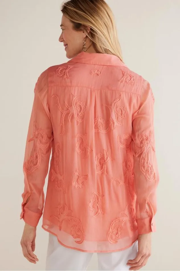 Women Savannah Embellished Tunic Burnt Coral Soft Surroundings Tops Women Savannah Embellished Tunic Burnt Coral Soft Surroundings Tops
