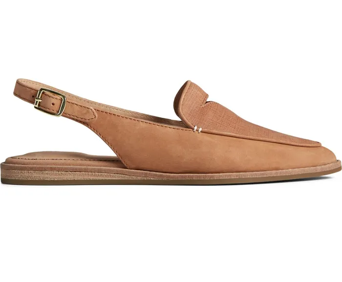 Women Saybrook Leather Slingback Tan Sperry Flats and Loafers