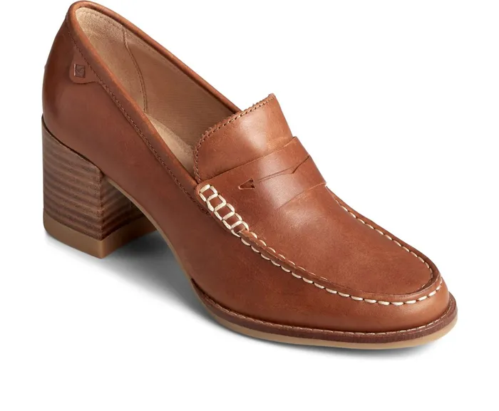 Women Seaport Penny Heel Leather Loafer Tan Sperry Flats and Loafers Women Seaport Penny Heel Leather Loafer Tan Sperry Flats and Loafers