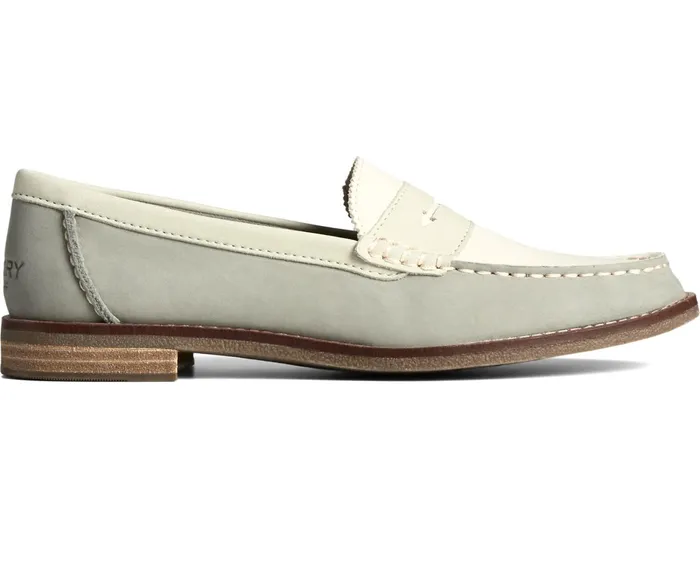 Women Seaport TriTone Penny Loafer Green Sperry Flats and Loafers