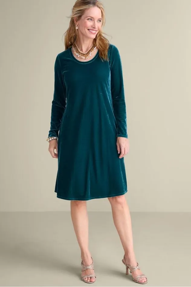 Women Short Santiago Velvet Dress Black Soft Surroundings Dresses