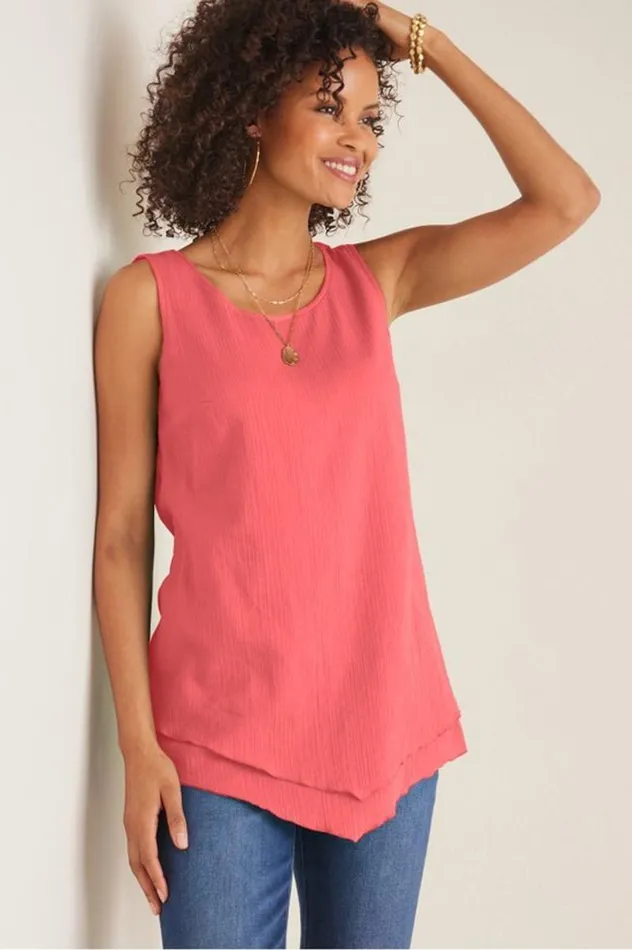 Women Siesta Key Tank Sunkist Coral Soft Surroundings Tops Women Siesta Key Tank Sunkist Coral Soft Surroundings Tops