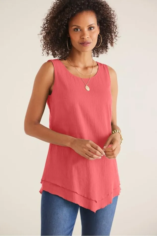 Women Siesta Key Tank Sunkist Coral Soft Surroundings Tops Women Siesta Key Tank Sunkist Coral Soft Surroundings Tops