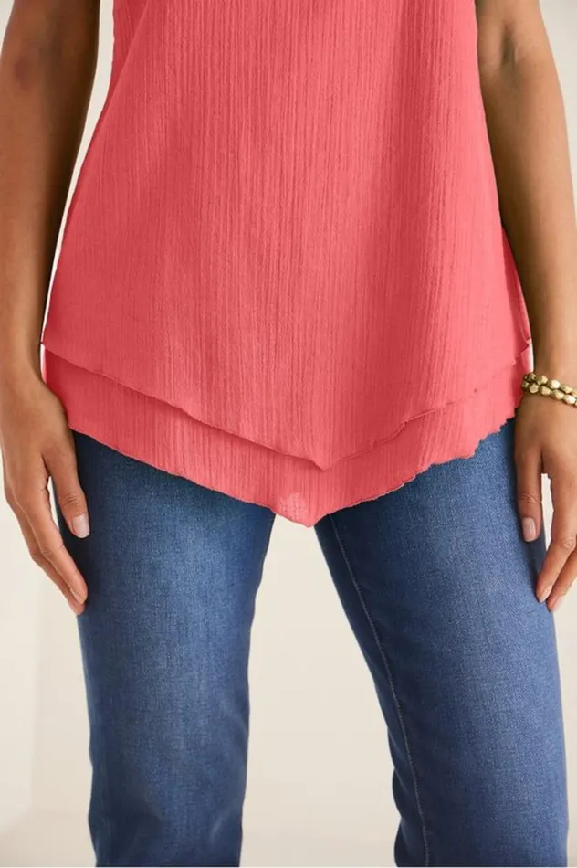 Women Siesta Key Tank Sunkist Coral Soft Surroundings Tops Women Siesta Key Tank Sunkist Coral Soft Surroundings Tops
