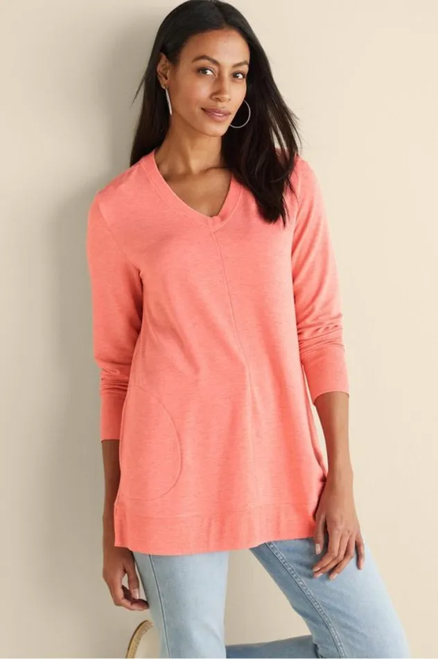 Women Siesta Soft Tunic Purple Haze Heather Soft Surroundings Tops