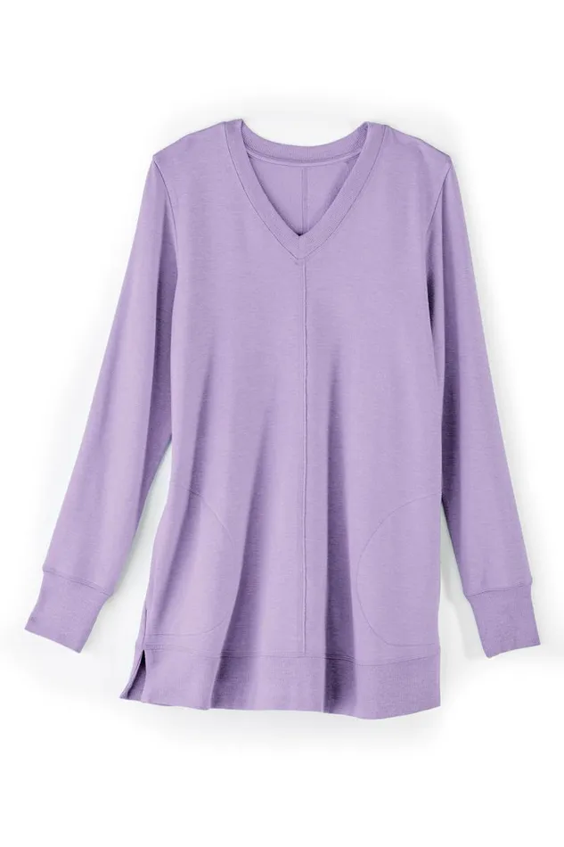 Women Siesta Soft Tunic Purple Haze Heather Soft Surroundings Tops Women Siesta Soft Tunic Purple Haze Heather Soft Surroundings Tops