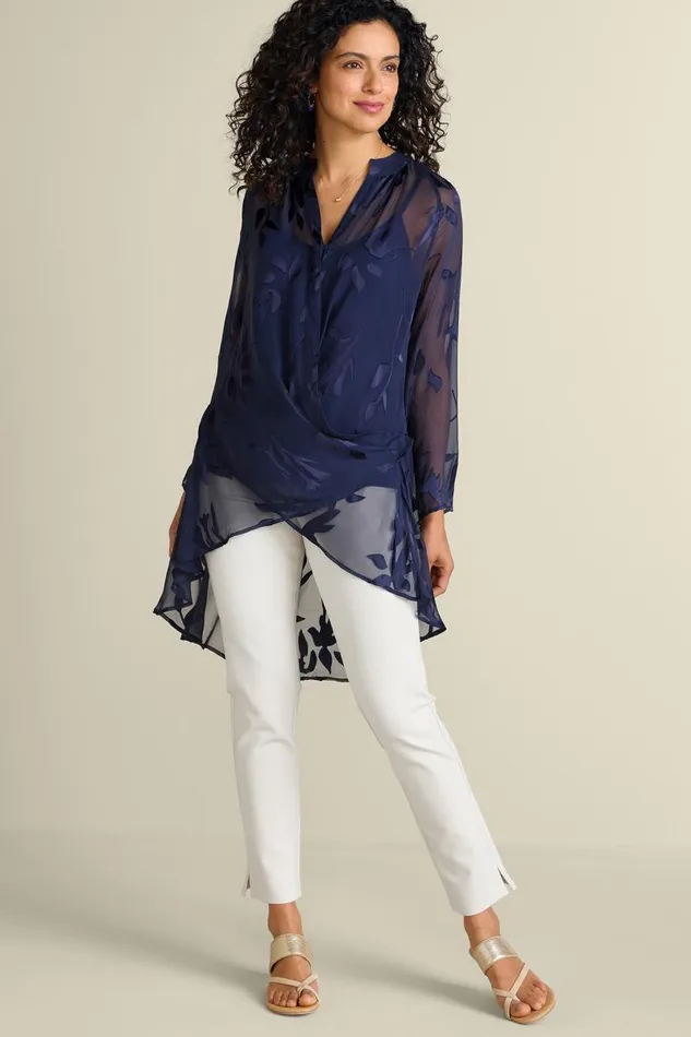 Women Silk Convertible Shirt and Cami Navy Soft Surroundings Tops Women Silk Convertible Shirt and Cami Navy Soft Surroundings Tops