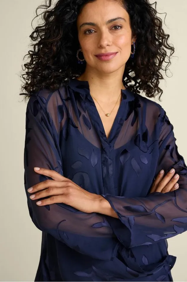 Women Silk Convertible Shirt and Cami Navy Soft Surroundings Tops Women Silk Convertible Shirt and Cami Navy Soft Surroundings Tops