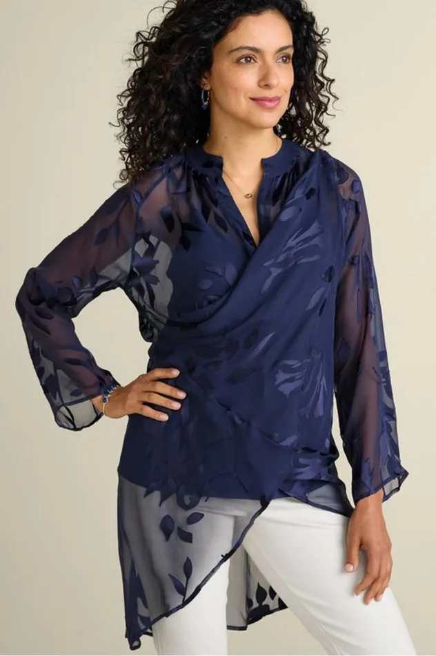 Women Silk Convertible Shirt and Cami Navy Soft Surroundings Tops Women Silk Convertible Shirt and Cami Navy Soft Surroundings Tops