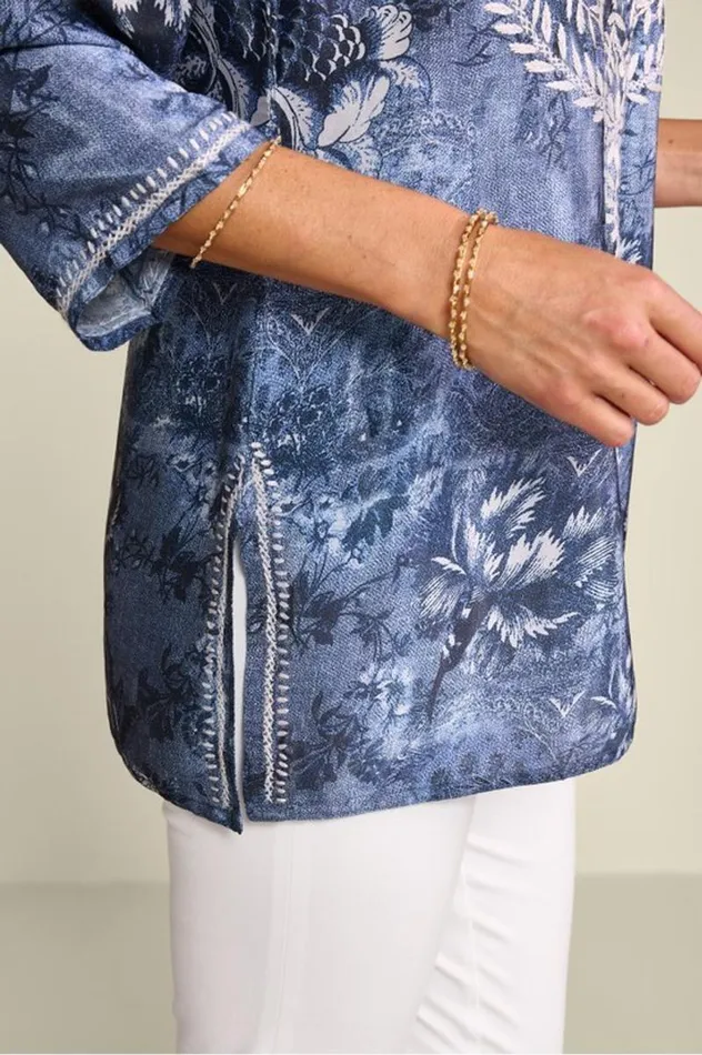 Women Silvia Embroidered Tunic Blue Multi Soft Surroundings Tops Women Silvia Embroidered Tunic Blue Multi Soft Surroundings Tops