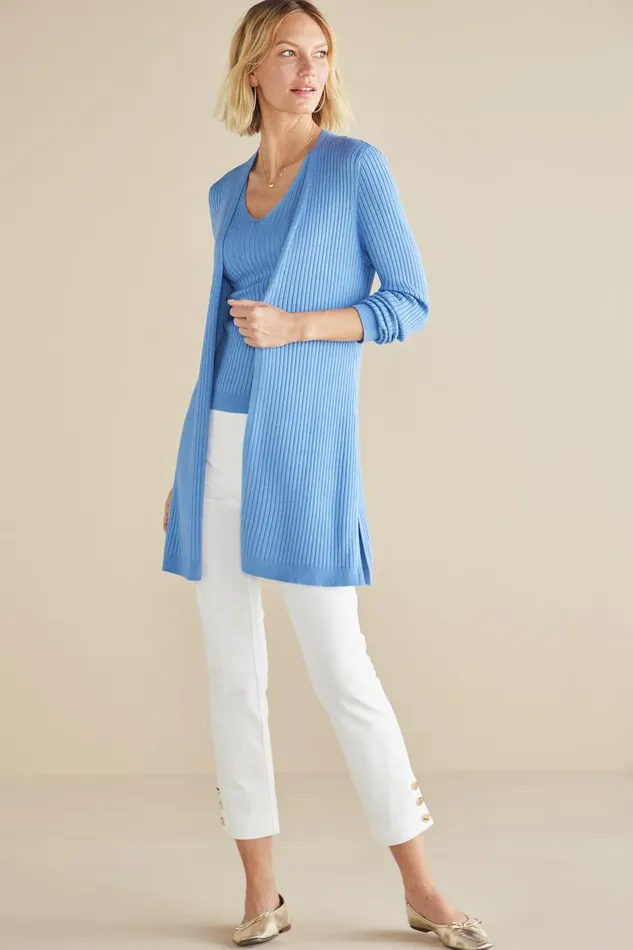 Women Soft Essential Ribbed Long Cardi Jester Red Soft Surroundings Tops Women Soft Essential Ribbed Long Cardi Jester Red Soft Surroundings Tops