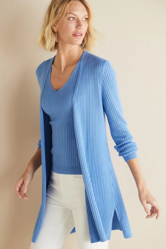 Women Soft Essential Ribbed Long Cardi Jester Red Soft Surroundings Tops Women Soft Essential Ribbed Long Cardi Jester Red Soft Surroundings Tops