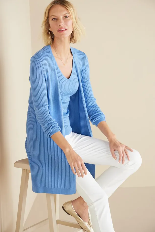 Women Soft Essential Ribbed Long Cardi Jester Red Soft Surroundings Tops Women Soft Essential Ribbed Long Cardi Jester Red Soft Surroundings Tops
