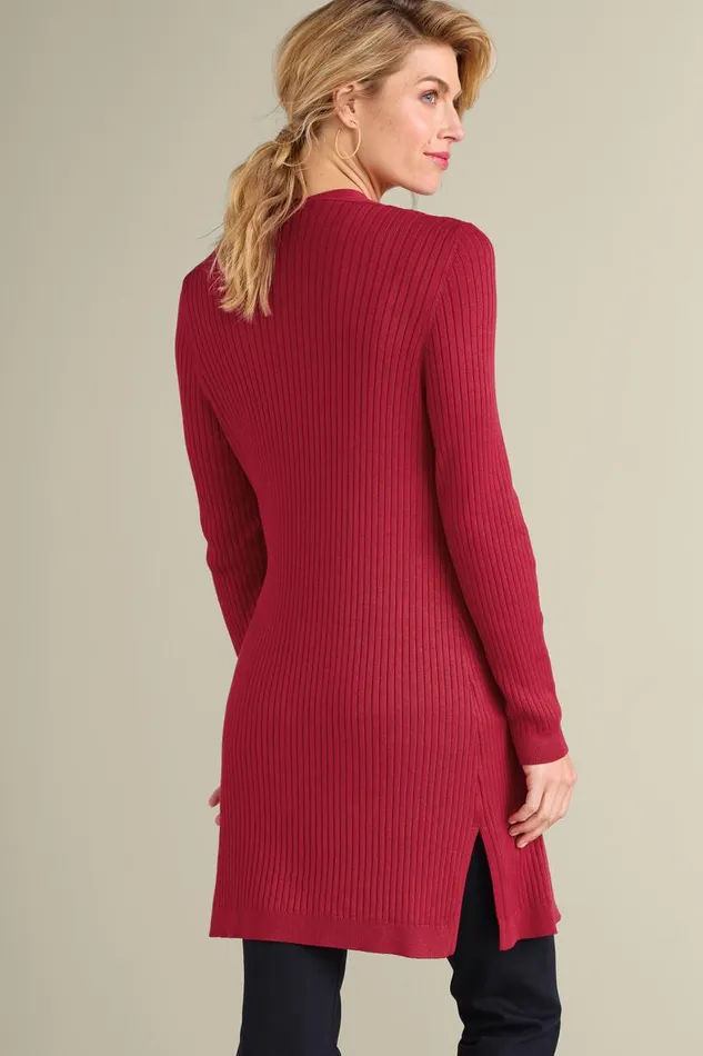 Women Soft Essential Ribbed Long Cardi Jester Red Soft Surroundings Tops Women Soft Essential Ribbed Long Cardi Jester Red Soft Surroundings Tops