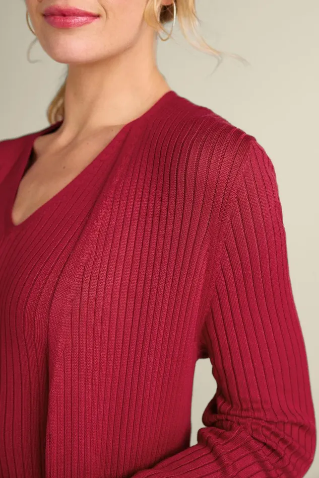 Women Soft Essential Ribbed Long Cardi Jester Red Soft Surroundings Tops Women Soft Essential Ribbed Long Cardi Jester Red Soft Surroundings Tops