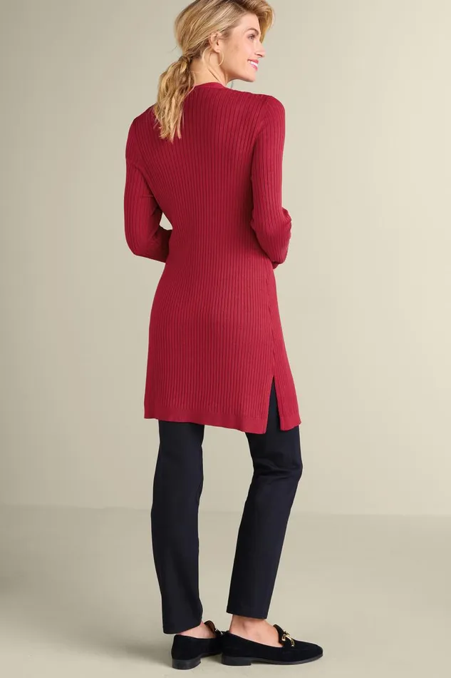 Women Soft Essential Ribbed Long Cardi Jester Red Soft Surroundings Tops Women Soft Essential Ribbed Long Cardi Jester Red Soft Surroundings Tops