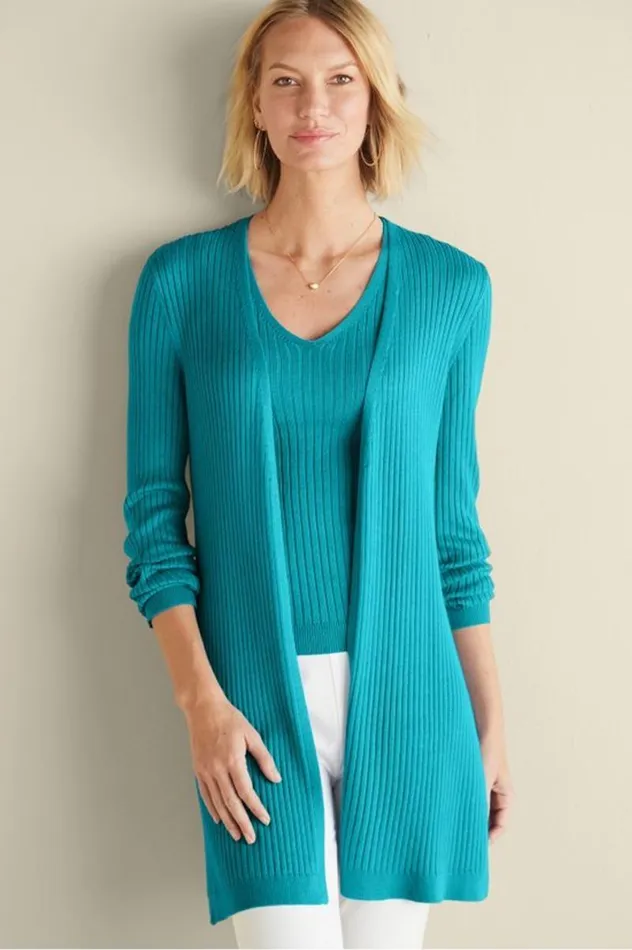 Women Soft Essential Ribbed Long Cardi Jester Red Soft Surroundings Tops Women Soft Essential Ribbed Long Cardi Jester Red Soft Surroundings Tops