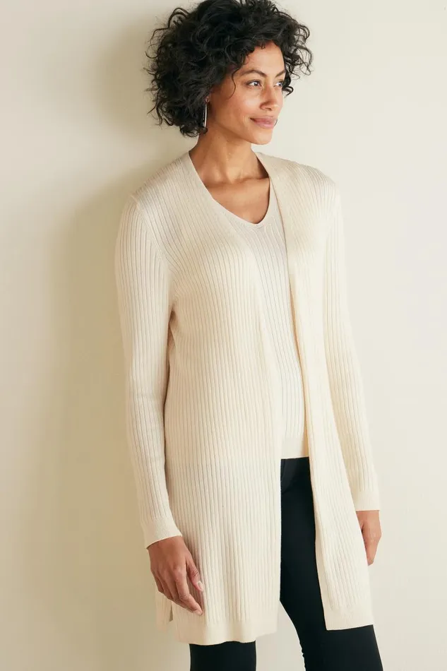 Women Soft Essential Ribbed Long Cardi Jester Red Soft Surroundings Tops Women Soft Essential Ribbed Long Cardi Jester Red Soft Surroundings Tops