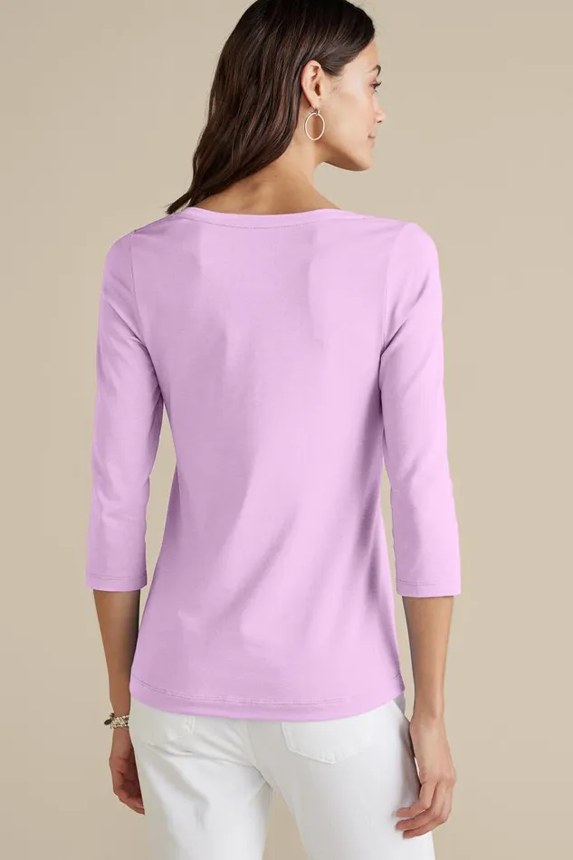 Women Soft Essential Supima 34 Sleeve Tee Orchid Bloom Soft Surroundings Tops Women Soft Essential Supima 34 Sleeve Tee Orchid Bloom Soft Surroundings Tops