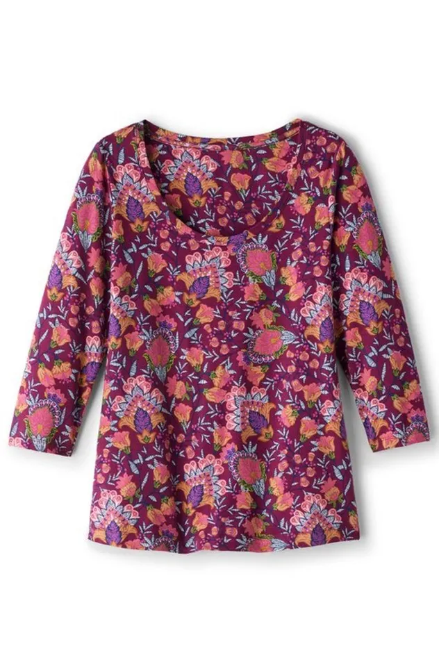 Women Soft Essential Supima 34 Sleeve Tee Orchid Bloom Soft Surroundings Tops Women Soft Essential Supima 34 Sleeve Tee Orchid Bloom Soft Surroundings Tops