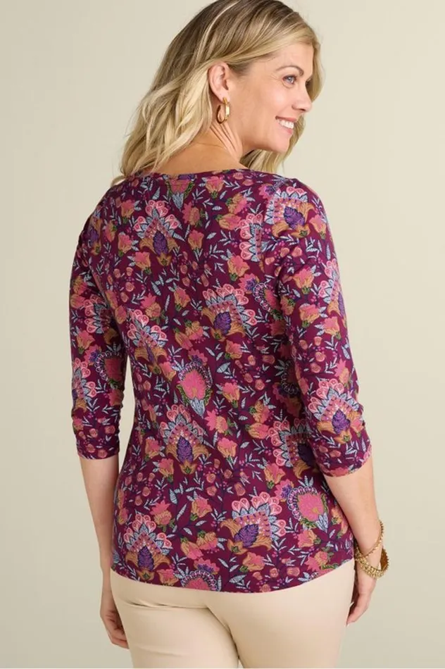 Women Soft Essential Supima 34 Sleeve Tee Orchid Bloom Soft Surroundings Tops Women Soft Essential Supima 34 Sleeve Tee Orchid Bloom Soft Surroundings Tops