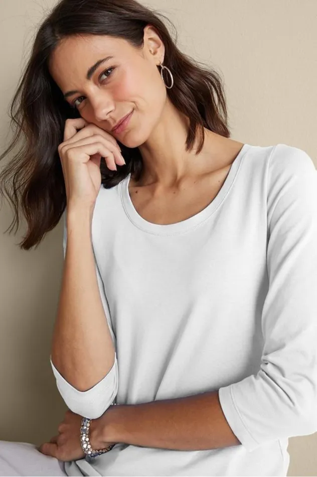 Women Soft Essential Supima 34 Sleeve Tee Orchid Bloom Soft Surroundings Tops Women Soft Essential Supima 34 Sleeve Tee Orchid Bloom Soft Surroundings Tops