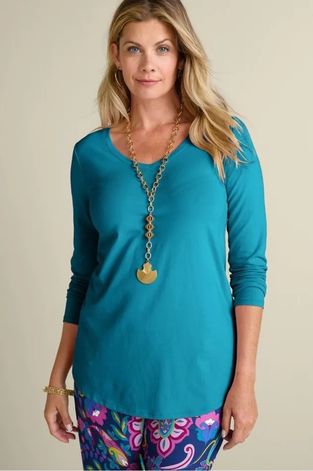 Women Soft Essential Supima Isabel Long Sleeve Tunic Autumnal Patchwork Teal Soft Surroundings Tops Women Soft Essential Supima Isabel Long Sleeve Tunic Autumnal Patchwork Teal Soft Surroundings Tops