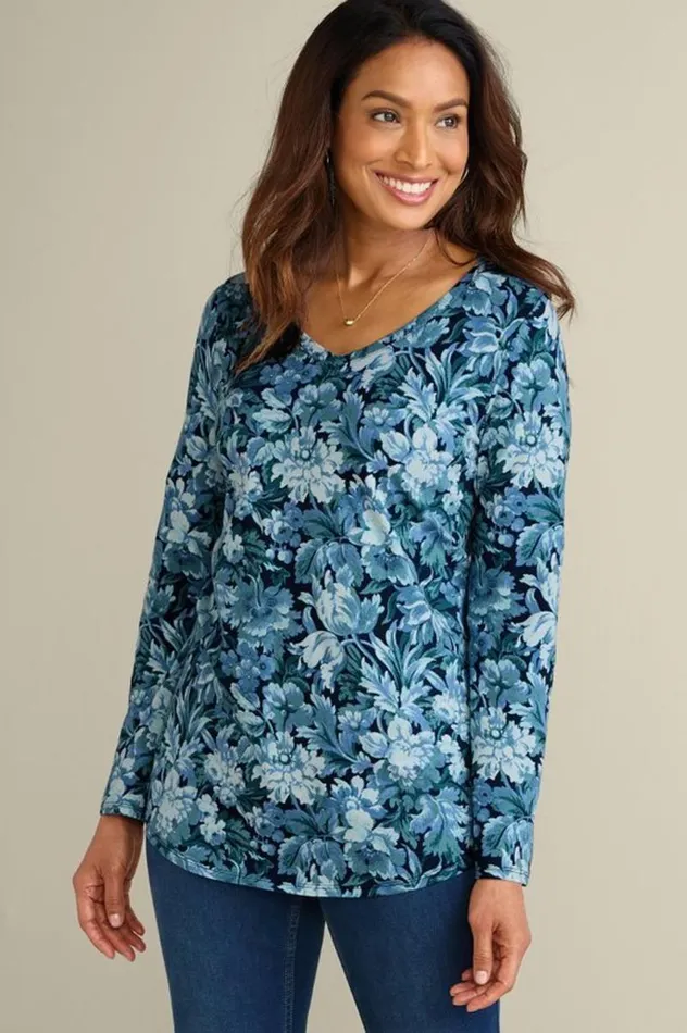 Women Soft Essential Supima Isabel Long Sleeve Tunic Autumnal Patchwork Teal Soft Surroundings Tops Women Soft Essential Supima Isabel Long Sleeve Tunic Autumnal Patchwork Teal Soft Surroundings Tops
