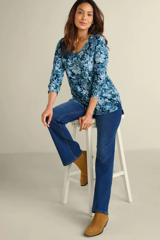Women Soft Essential Supima Isabel Long Sleeve Tunic Autumnal Patchwork Teal Soft Surroundings Tops Women Soft Essential Supima Isabel Long Sleeve Tunic Autumnal Patchwork Teal Soft Surroundings Tops