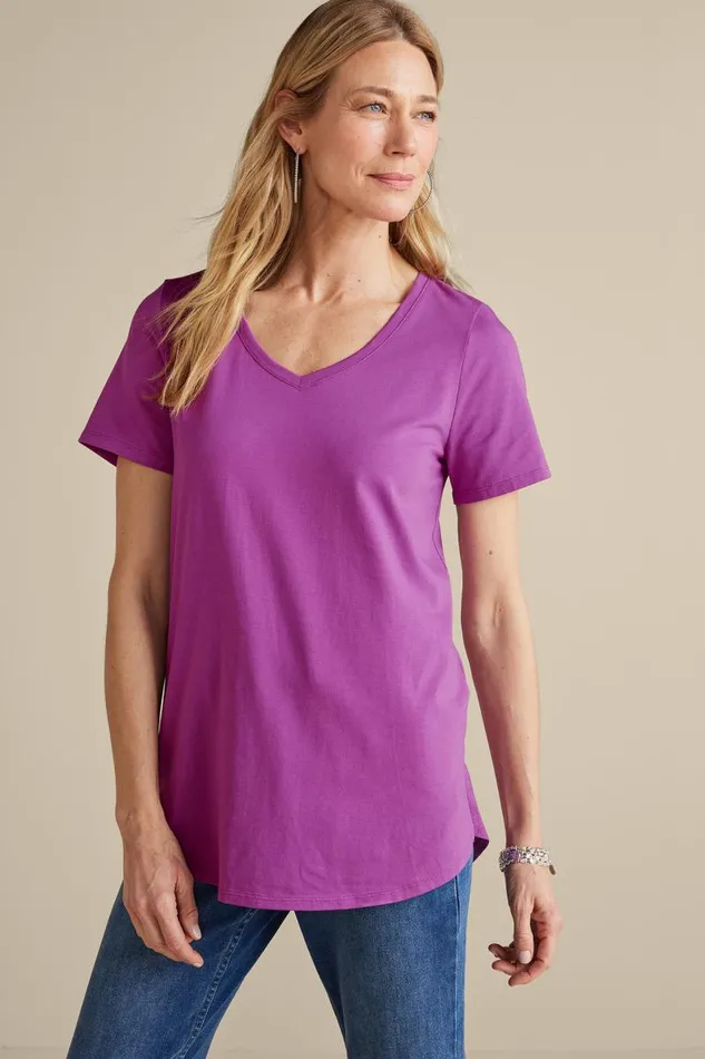 Women Soft Essential Supima Isabel Short Sleeve Tunic Rumba Red Soft Surroundings Tops Women Soft Essential Supima Isabel Short Sleeve Tunic Rumba Red Soft Surroundings Tops