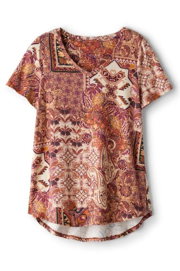 Women Soft Essential Supima Isabel Short Sleeve Tunic Rumba Red Soft Surroundings Tops Women Soft Essential Supima Isabel Short Sleeve Tunic Rumba Red Soft Surroundings Tops