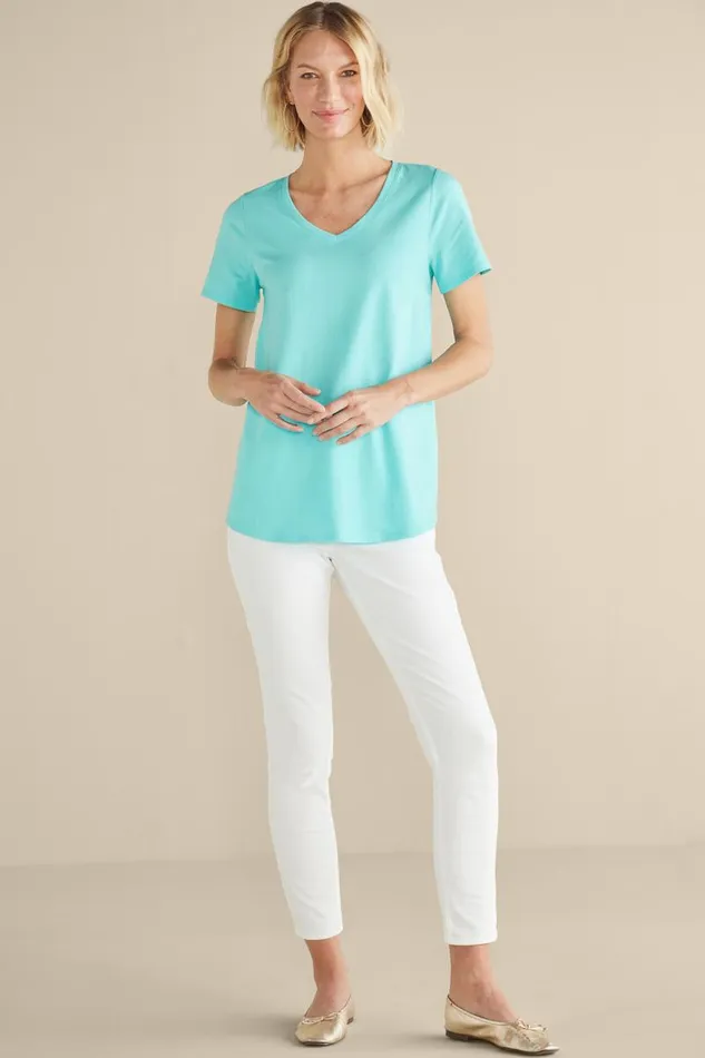 Women Soft Essential Supima Isabel Short Sleeve Tunic Rumba Red Soft Surroundings Tops Women Soft Essential Supima Isabel Short Sleeve Tunic Rumba Red Soft Surroundings Tops