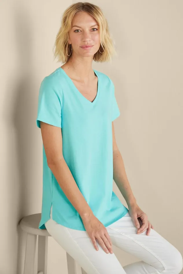 Women Soft Essential Supima Isabel Short Sleeve Tunic Rumba Red Soft Surroundings Tops Women Soft Essential Supima Isabel Short Sleeve Tunic Rumba Red Soft Surroundings Tops