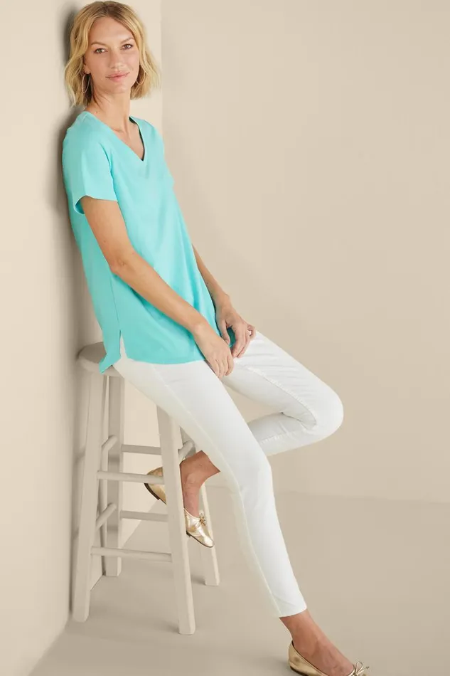 Women Soft Essential Supima Isabel Short Sleeve Tunic Rumba Red Soft Surroundings Tops Women Soft Essential Supima Isabel Short Sleeve Tunic Rumba Red Soft Surroundings Tops
