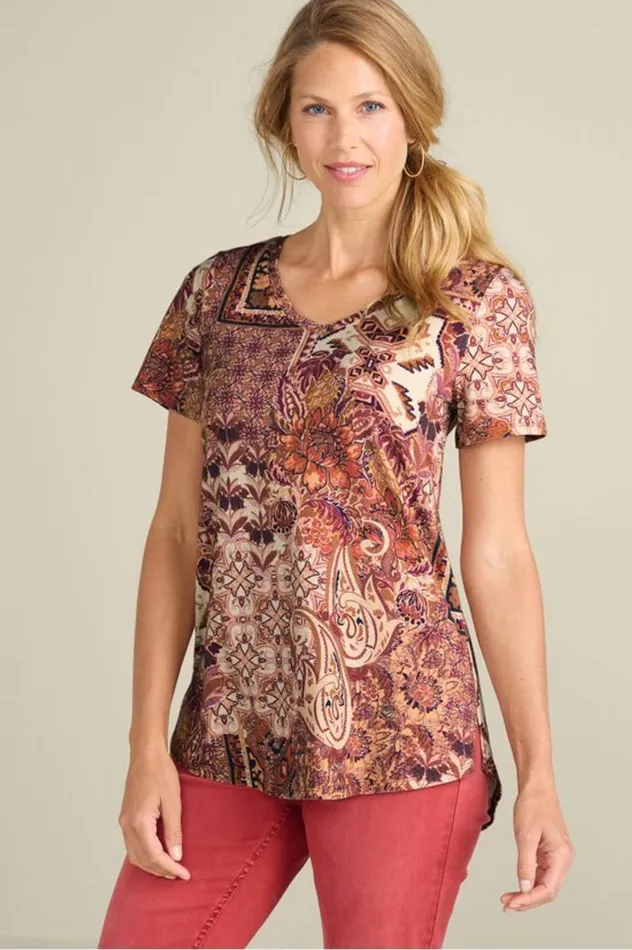 Women Soft Essential Supima Isabel Short Sleeve Tunic Rumba Red Soft Surroundings Tops Women Soft Essential Supima Isabel Short Sleeve Tunic Rumba Red Soft Surroundings Tops